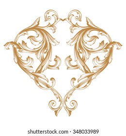 Vintage baroque frame scroll ornament engraving border floral retro pattern antique style acanthus foliage swirl decorative design element filigree calligraphy vector | damask - stock vector