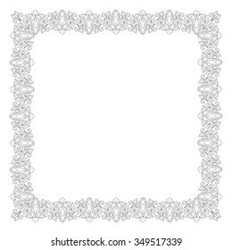 Vintage baroque frame scroll ornament engraving border floral retro pattern antique style acanthus foliage swirl decorative design element filigree calligraphy vector | damask - stock vector