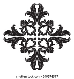 Vintage baroque frame scroll ornament engraving border floral retro pattern antique style acanthus foliage swirl decorative design element filigree calligraphy vector