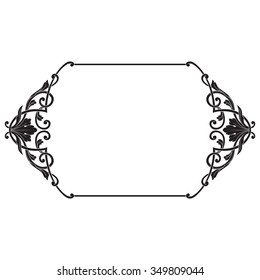 Vintage baroque frame scroll ornament engraving border floral retro pattern antique style acanthus foliage swirl decorative design element filigree calligraphy vector | damask - stock vector