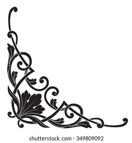Vintage baroque frame scroll ornament engraving border floral retro pattern antique style acanthus foliage swirl decorative design element filigree calligraphy vector | damask - stock vector