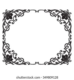 Vintage baroque frame scroll ornament engraving border floral retro pattern antique style acanthus foliage swirl decorative design element filigree calligraphy vector | damask - stock vector