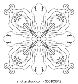 Vintage baroque frame scroll ornament engraving border floral retro pattern antique style acanthus foliage swirl decorative design element filigree calligraphy vector | damask - stock vector