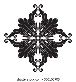 Vintage baroque frame scroll ornament engraving border floral retro pattern antique style acanthus foliage swirl decorative design element filigree calligraphy vector | damask - stock vector
