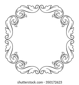 Vintage Baroque Frame Scroll Ornament Engraving Stock Vector (Royalty ...