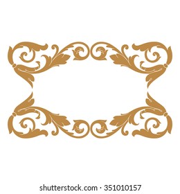 Vintage baroque frame scroll ornament engraving border floral retro pattern antique style acanthus foliage swirl decorative design element filigree calligraphy vector | damask - stock vector