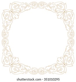 Vintage baroque frame scroll ornament engraving border floral retro pattern antique style acanthus foliage swirl decorative design element filigree calligraphy vector | damask - stock vector