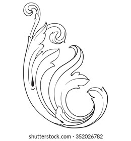 Vintage baroque frame scroll ornament engraving border floral retro pattern antique style acanthus foliage swirl decorative design element filigree calligraphy vector