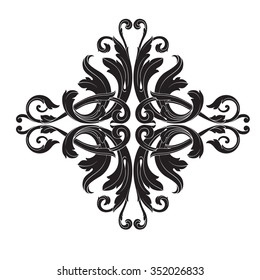 Vintage baroque frame scroll ornament engraving border floral retro pattern antique style acanthus foliage swirl decorative design element filigree calligraphy vector