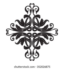 Vintage baroque frame scroll ornament engraving border floral retro pattern antique style acanthus foliage swirl decorative design element filigree calligraphy vector