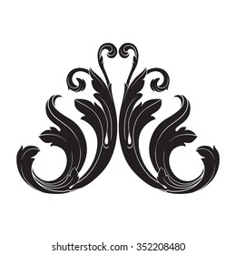 Vintage baroque frame scroll ornament engraving border floral retro pattern antique style acanthus foliage swirl decorative design element filigree calligraphy vector