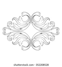 Vintage baroque frame scroll ornament engraving border floral retro pattern antique style acanthus foliage swirl decorative design element filigree calligraphy vector