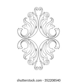 Vintage baroque frame scroll ornament engraving border floral retro pattern antique style acanthus foliage swirl decorative design element filigree calligraphy vector