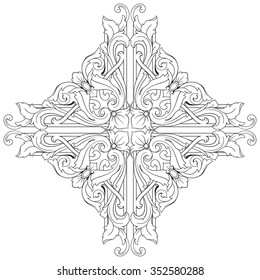 Vintage baroque frame scroll ornament engraving border floral retro pattern antique style acanthus foliage swirl decorative design element filigree calligraphy vector | damask - stock vector