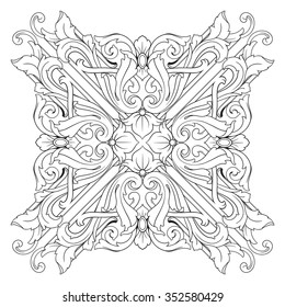 Vintage baroque frame scroll ornament engraving border floral retro pattern antique style acanthus foliage swirl decorative design element filigree calligraphy vector | damask - stock vector