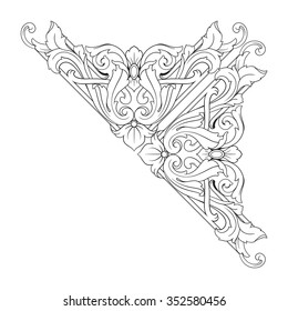 Vintage baroque frame scroll ornament engraving border floral retro pattern antique style acanthus foliage swirl decorative design element filigree calligraphy vector | damask - stock vector
