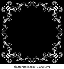 Vintage baroque frame scroll ornament engraving border floral retro pattern antique style acanthus foliage swirl decorative design element filigree calligraphy vector | damask - stock vector