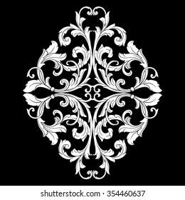 Vintage baroque frame scroll ornament engraving border floral retro pattern antique style acanthus foliage swirl decorative design element filigree calligraphy vector | chalkboard ornaments