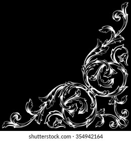 Vintage baroque frame scroll ornament engraving border floral retro pattern antique style acanthus foliage swirl decorative design element filigree calligraphy vector | chalkboard ornaments