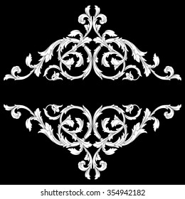 Vintage baroque frame scroll ornament engraving border floral retro pattern antique style acanthus foliage swirl decorative design element filigree calligraphy vector | chalkboard ornaments