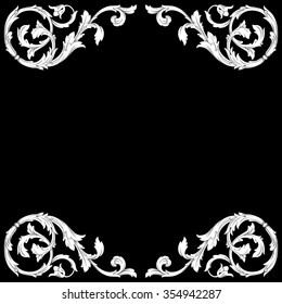 Vintage baroque frame scroll ornament engraving border floral retro pattern antique style acanthus foliage swirl decorative design element filigree calligraphy vector | chalkboard ornaments