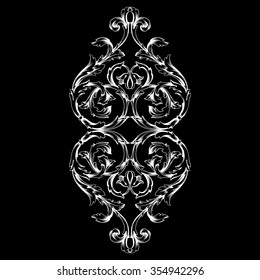 Vintage baroque frame scroll ornament engraving border floral retro pattern antique style acanthus foliage swirl decorative design element filigree calligraphy vector | chalkboard ornaments
