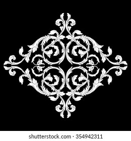 Vintage baroque frame scroll ornament engraving border floral retro pattern antique style acanthus foliage swirl decorative design element filigree calligraphy vector | chalkboard ornaments