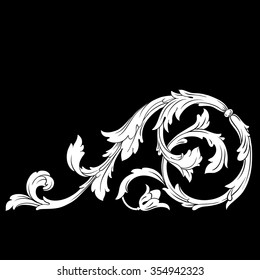 Vintage baroque frame scroll ornament engraving border floral retro pattern antique style acanthus foliage swirl decorative design element filigree calligraphy vector | chalkboard ornaments