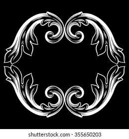 Vintage baroque frame scroll ornament engraving border floral retro pattern antique style acanthus foliage swirl decorative design element filigree calligraphy vector | chalkboard ornaments