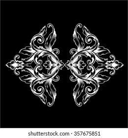 Vintage baroque frame scroll ornament engraving border floral retro pattern antique style acanthus foliage swirl decorative design element filigree calligraphy vector | chalkboard ornaments