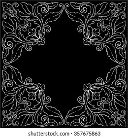 Vintage baroque frame scroll ornament engraving border floral retro pattern antique style acanthus foliage swirl decorative design element filigree calligraphy vector | chalkboard ornaments