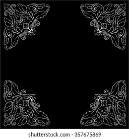 Vintage baroque frame scroll ornament engraving border floral retro pattern antique style acanthus foliage swirl decorative design element filigree calligraphy vector | chalkboard ornaments