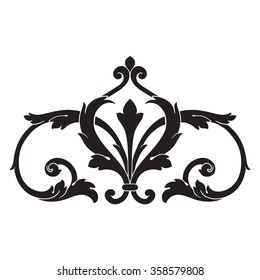 Vintage baroque frame scroll ornament engraving border floral retro pattern antique style acanthus foliage swirl decorative design element filigree calligraphy vector | damask - stock vector