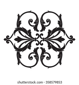 Vintage baroque frame scroll ornament engraving border floral retro pattern antique style acanthus foliage swirl decorative design element filigree calligraphy vector | damask - stock vector