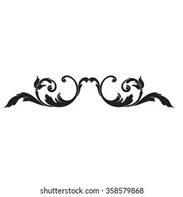 Vintage baroque frame scroll ornament engraving border floral retro pattern antique style acanthus foliage swirl decorative design element filigree calligraphy vector | damask - stock vector