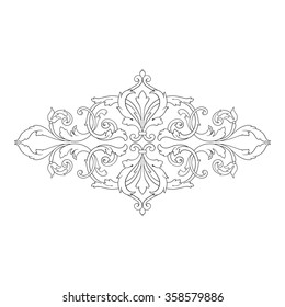 Vintage baroque frame scroll ornament engraving border floral retro pattern antique style acanthus foliage swirl decorative design element filigree calligraphy vector | damask - stock vector
