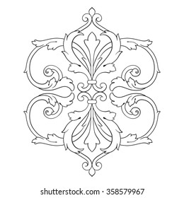 Vintage Baroque Frame Scroll Ornament Engraving Stock Vector (Royalty ...