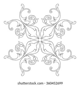 Vintage baroque frame scroll ornament engraving border floral retro pattern antique style acanthus foliage swirl decorative design element filigree calligraphy vector