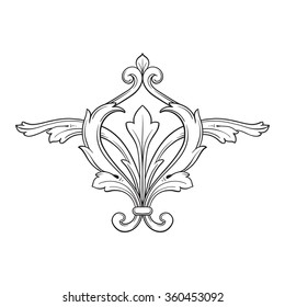 Vintage baroque frame scroll ornament engraving border floral retro pattern antique style acanthus foliage swirl decorative design element filigree calligraphy vector