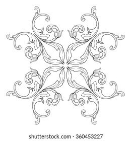 Vintage baroque frame scroll ornament engraving border floral retro pattern antique style acanthus foliage swirl decorative design element filigree calligraphy vector