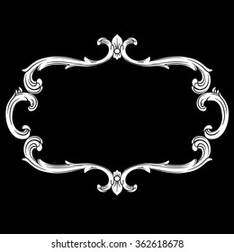Vintage baroque frame scroll ornament engraving border floral retro pattern antique style acanthus foliage swirl decorative design element filigree calligraphy vector | chalkboard ornaments