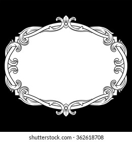 Vintage baroque frame scroll ornament engraving border floral retro pattern antique style acanthus foliage swirl decorative design element filigree calligraphy vector | chalkboard ornaments