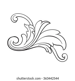 Vintage baroque frame scroll ornament engraving border floral retro pattern antique style acanthus foliage swirl decorative design element filigree calligraphy vector