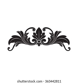 Vintage baroque frame scroll ornament engraving border floral retro pattern antique style acanthus foliage swirl decorative design element filigree calligraphy vector