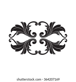 Vintage baroque frame scroll ornament engraving border floral retro pattern antique style acanthus foliage swirl decorative design element filigree calligraphy vector | damask - stock vector