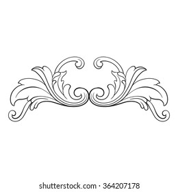 Vintage baroque frame scroll ornament engraving border floral retro pattern antique style acanthus foliage swirl decorative design element filigree calligraphy vector | damask - stock vector