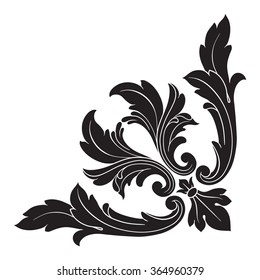 Vintage baroque frame scroll ornament engraving border floral retro pattern antique style acanthus foliage swirl decorative design element filigree calligraphy vector