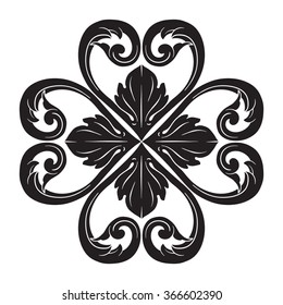 Vintage baroque frame scroll ornament engraving border floral retro pattern antique style acanthus foliage swirl decorative design element filigree calligraphy vector