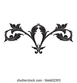 Vintage baroque frame scroll ornament engraving border floral retro pattern antique style acanthus foliage swirl decorative design element filigree calligraphy vector
