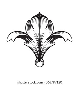 Vintage baroque frame scroll ornament engraving border floral retro pattern antique style acanthus foliage swirl decorative design element filigree calligraphy vector